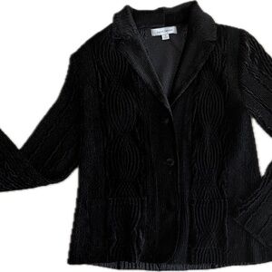 Vintage Harve Benard Textured Velour Long Sleeve Black Blazer Jacket